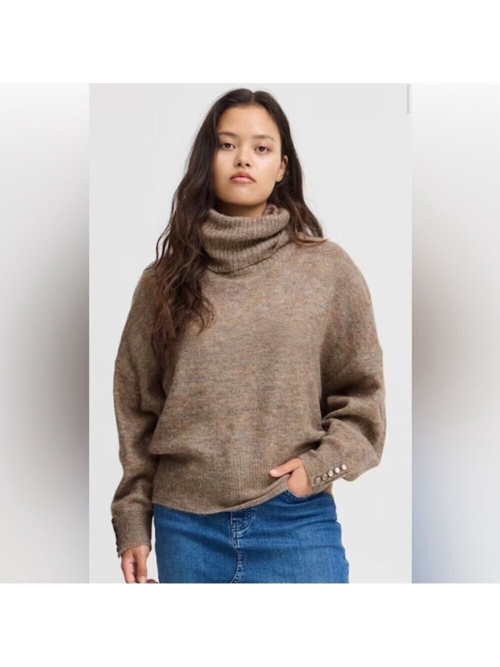 ICHI denmark grey Kamara turtleneck knit sweater alpaca blend size small
